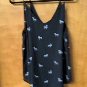 Women’s Loft Black Top Sleeveless Size Large L Tank Zebra